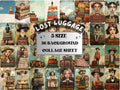 Whimsy Lost Luggage Collage Paper Kit, Surreal Suitcase Mixed Media Sheet, Whimsical Travel Ephemera Images, Quirky Journal, Scrapbook Paper