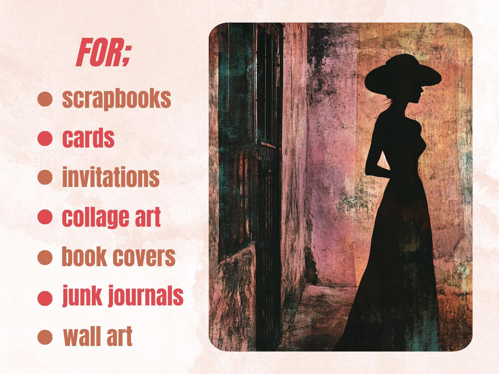 Shadow Alleyway Collage Paper Kit, Surreal Alleyway Mixed Media Sheet, Whimsical Shadow Ephemera Images, Quirky Journal, Scrapbook Paper