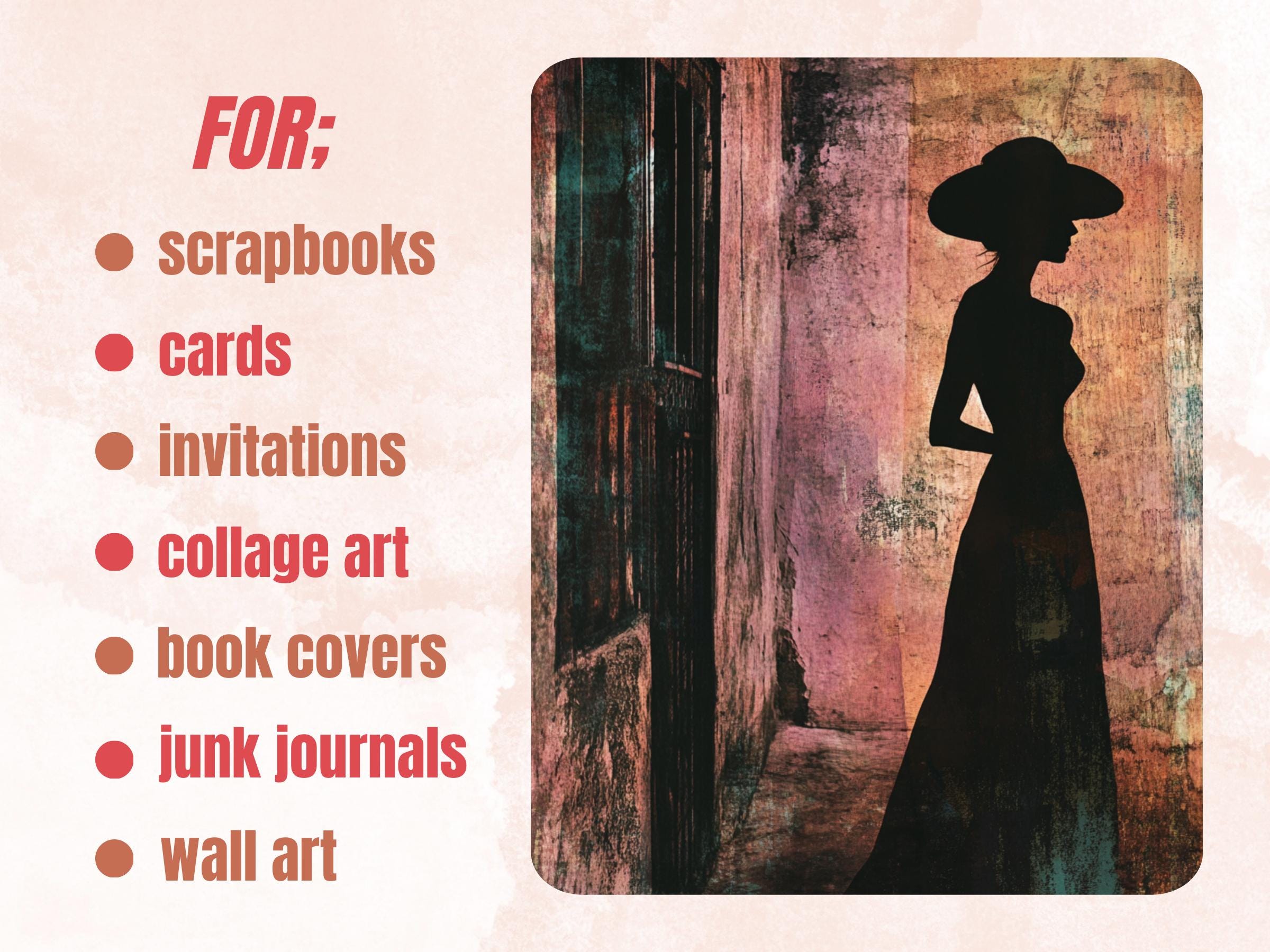 Shadow Alleyway Collage Paper Kit, Surreal Alleyway Mixed Media Sheet, Whimsical Shadow Ephemera Images, Quirky Journal, Scrapbook Paper
