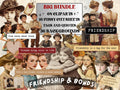Friendship & Bonds Collage Elements, Whimsical Ephemera Fussy Cut, Inspirational Tags and Quotes, Love Feeling Scrapbook, Surreal Background