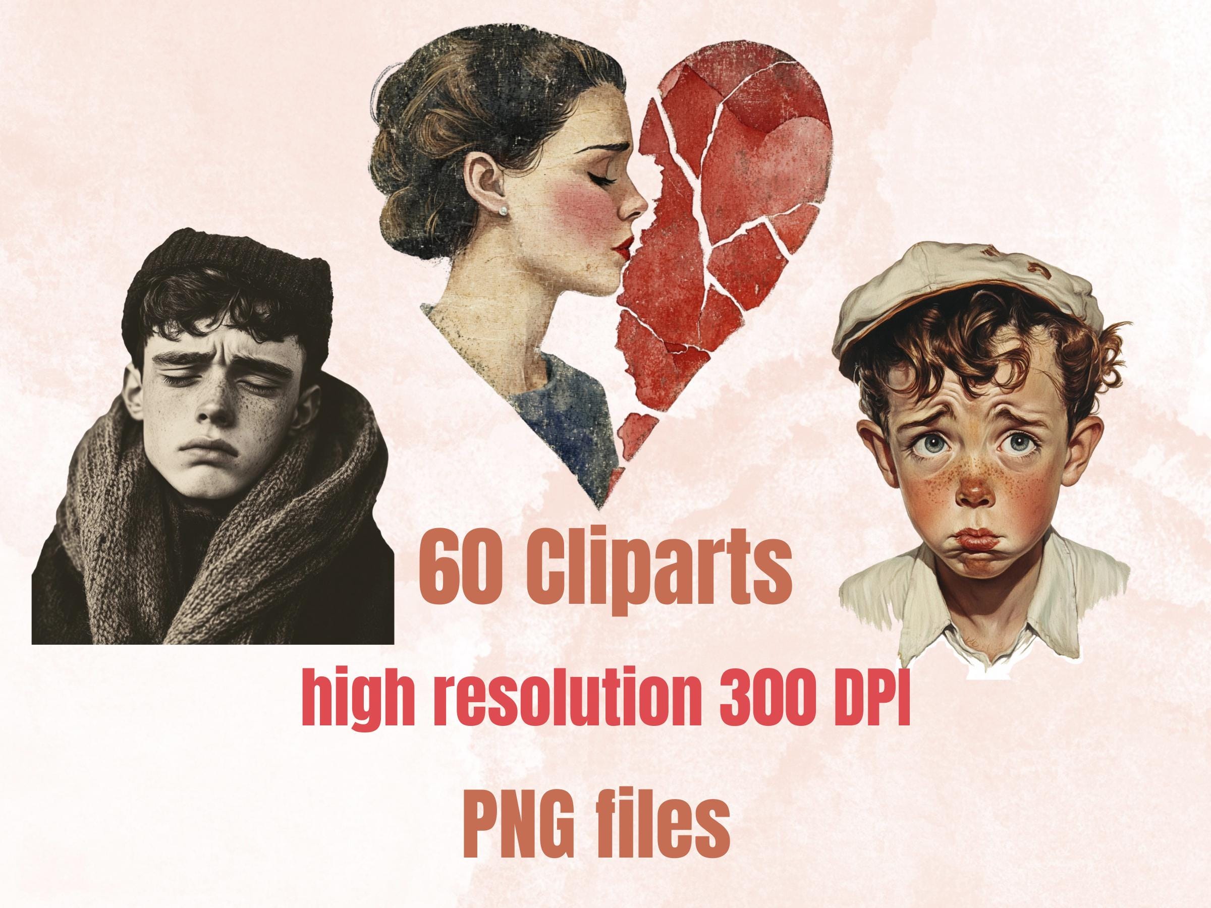 Heartbreak & Loss Collage Pack, Whimsical Ephemera Fussy Cut, Inspirational Tags and Quotes, Feeling Scrapbook, Surreal Journal Background