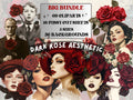 Dark Red Rose Aesthetic Collage Elements, Whimsical Rose Fussy Cut, Whimsy Floral Clipart, Dark Junk Journal, Burgundy Clipart Background