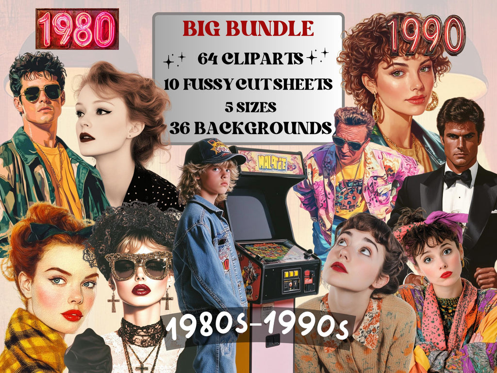 Vintage Nostalgia Collage Set, Whimsical Surreal 1980's-1990's Cut Outs, Quirky Weird Clipart, Retro Journal Pages, Collage Paper Ephemera