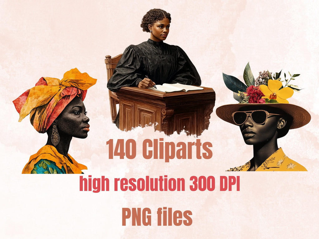 Whimsy Black Girl Collage Set, Whimsical Surreal Melanin Cut Outs, Black Woman Clipart, Afro Girl Journal Pages, Collage Paper Ephemera