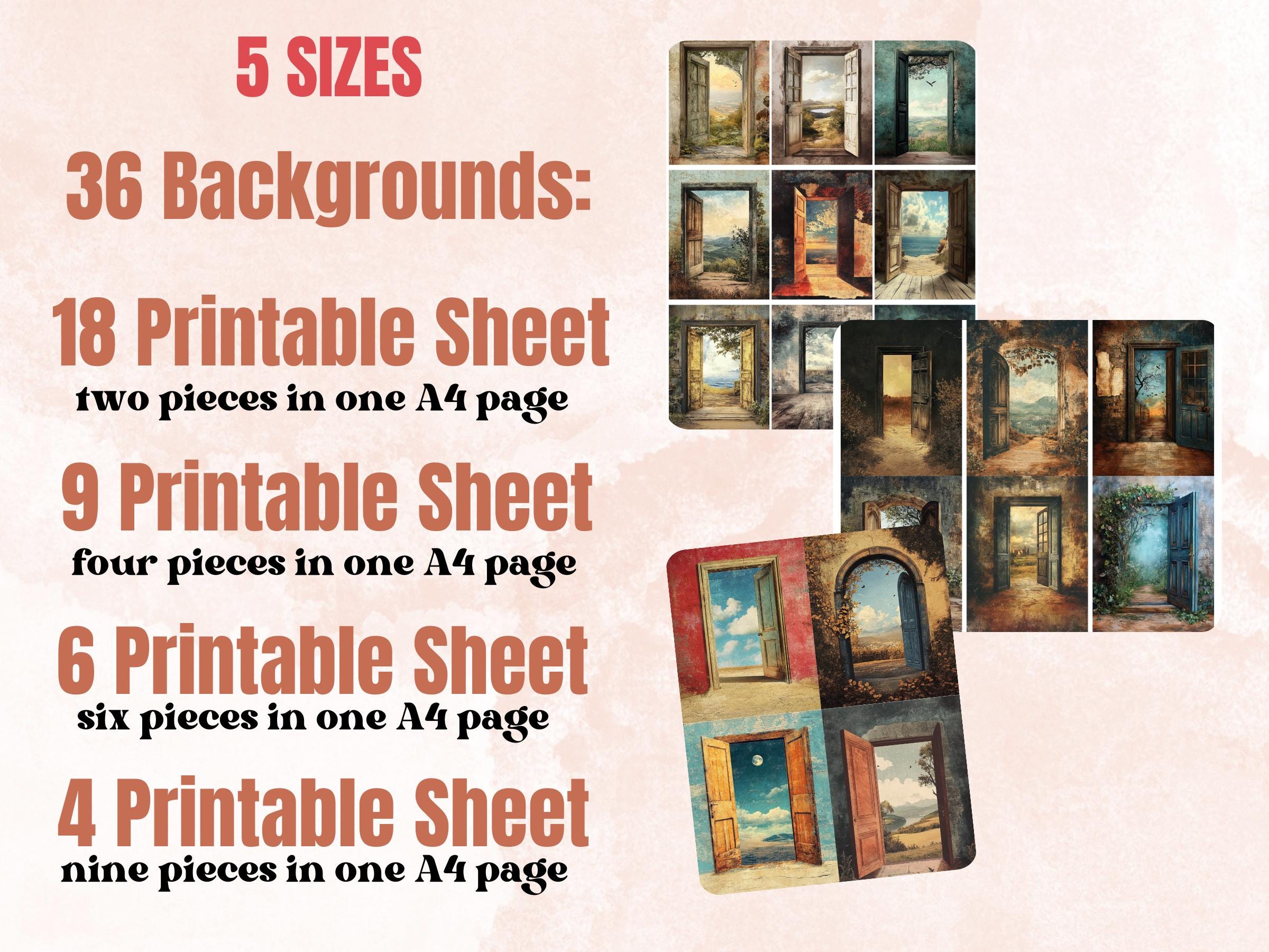 Fantasy Open Door Collage Paper, Surreal Mixed Media Sheet, Magical Door Background, Whimsical Ephemera Images, Quirky Journal, Scrapbook