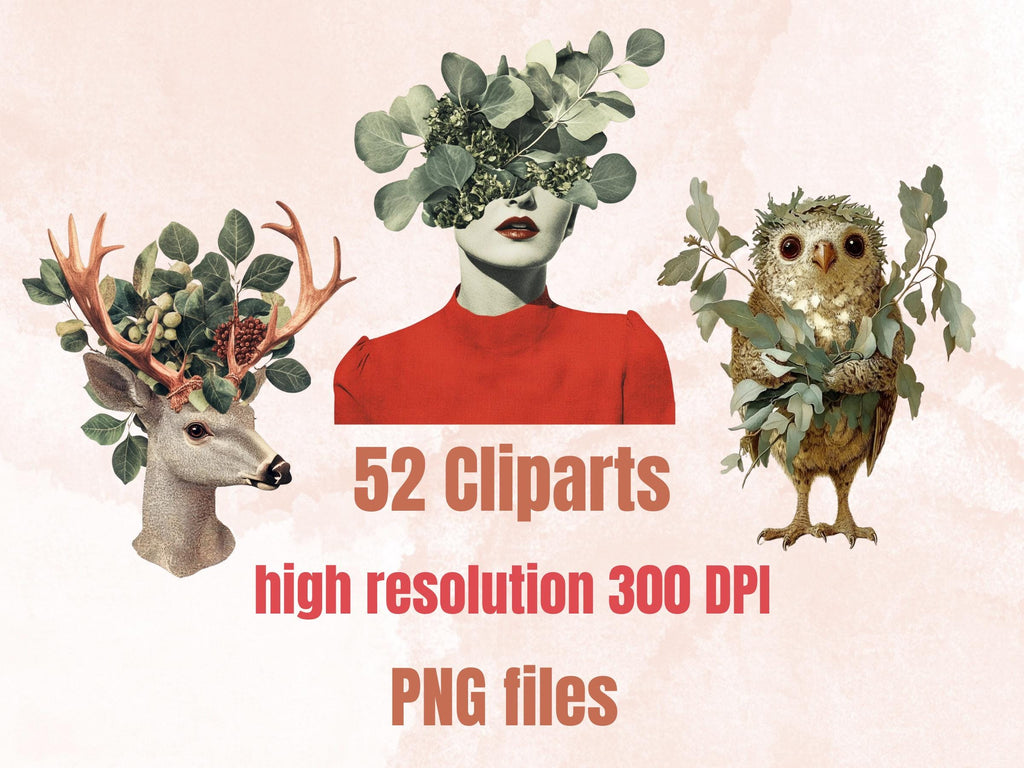 Eucalyptus Leaves Collage Elements, Whimsical Sage Green Fussy Cut, Whimsy Foliage Clipart, Summer Junk Journal, Leaf Clipart Background