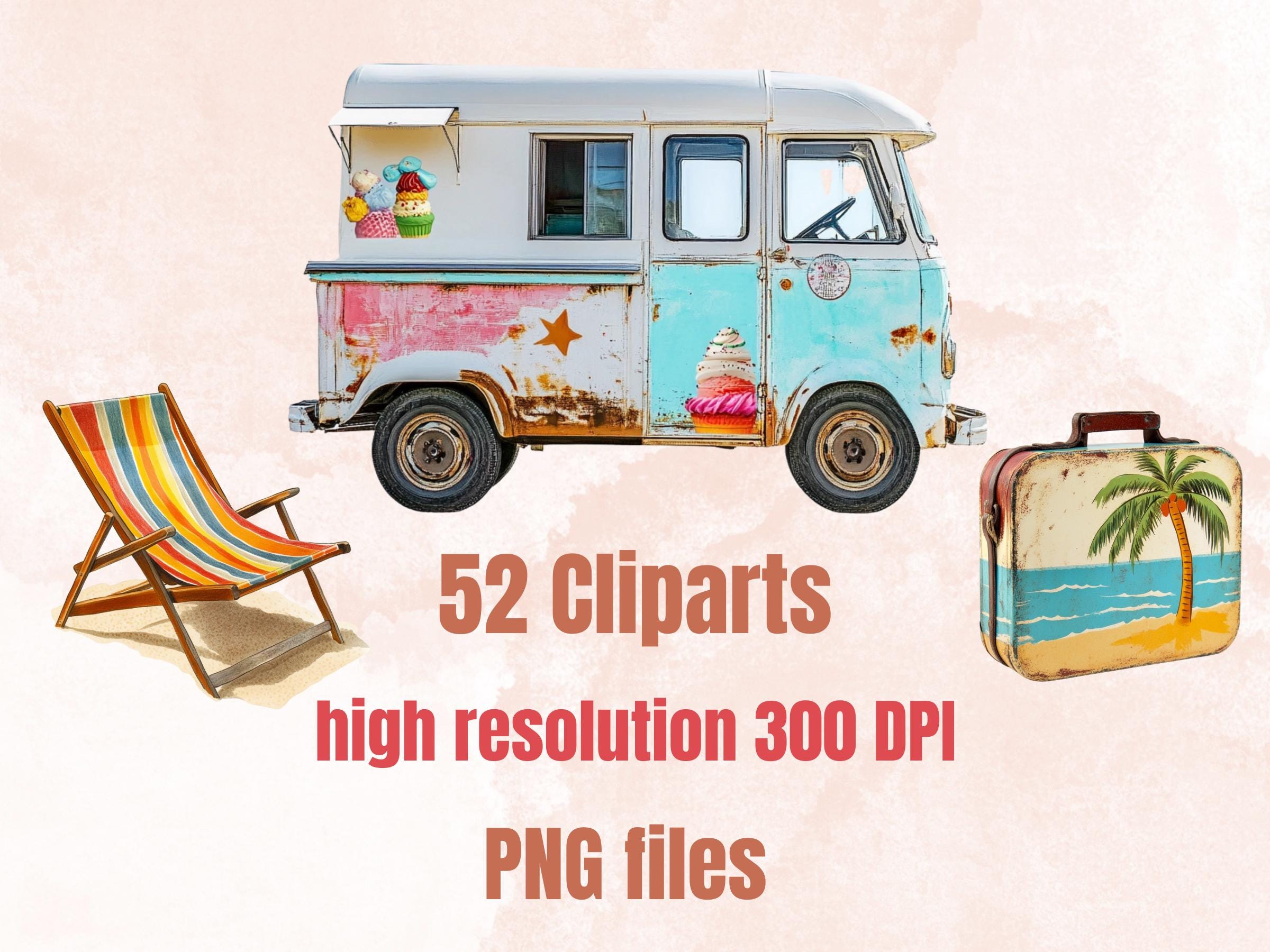 Whimsy Beach Day Collage Elements, Whimsical Beach Woman Fussy Cut, Quirky Vacation Clipart, Summer Junk Journal, Surreal Clipart Background