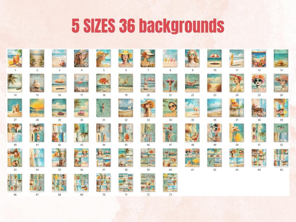 Sun-Kissed Whimy Collage Elements, Whimsical Beach Woman Fussy Cut, Quirky Vacation Clipart, Summer Junk Journal, Surreal Clipart Background