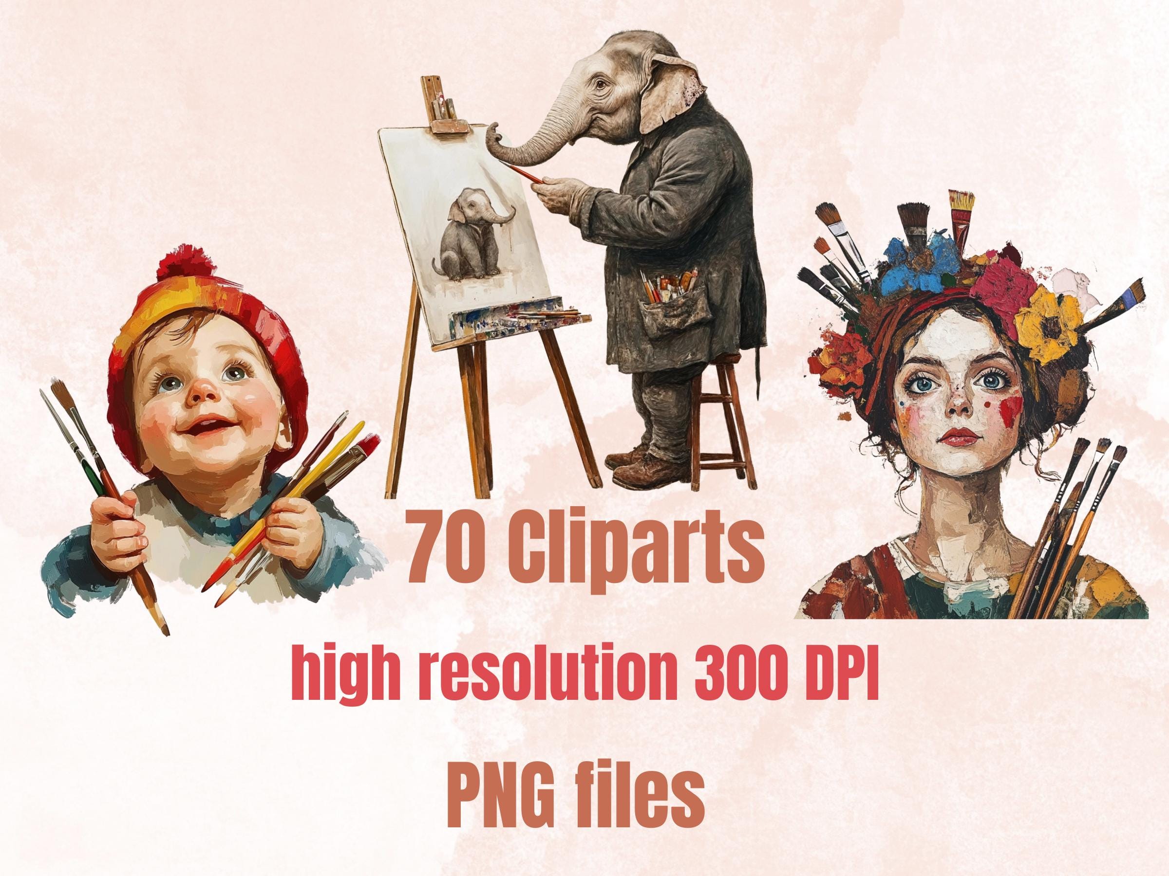 Whimsy Painting Collage Pack, Painter's Ephemera Fussy Cut Sheet, Artist Scrapbook, Surreal Background, Digital Art Cut-Outs Collection