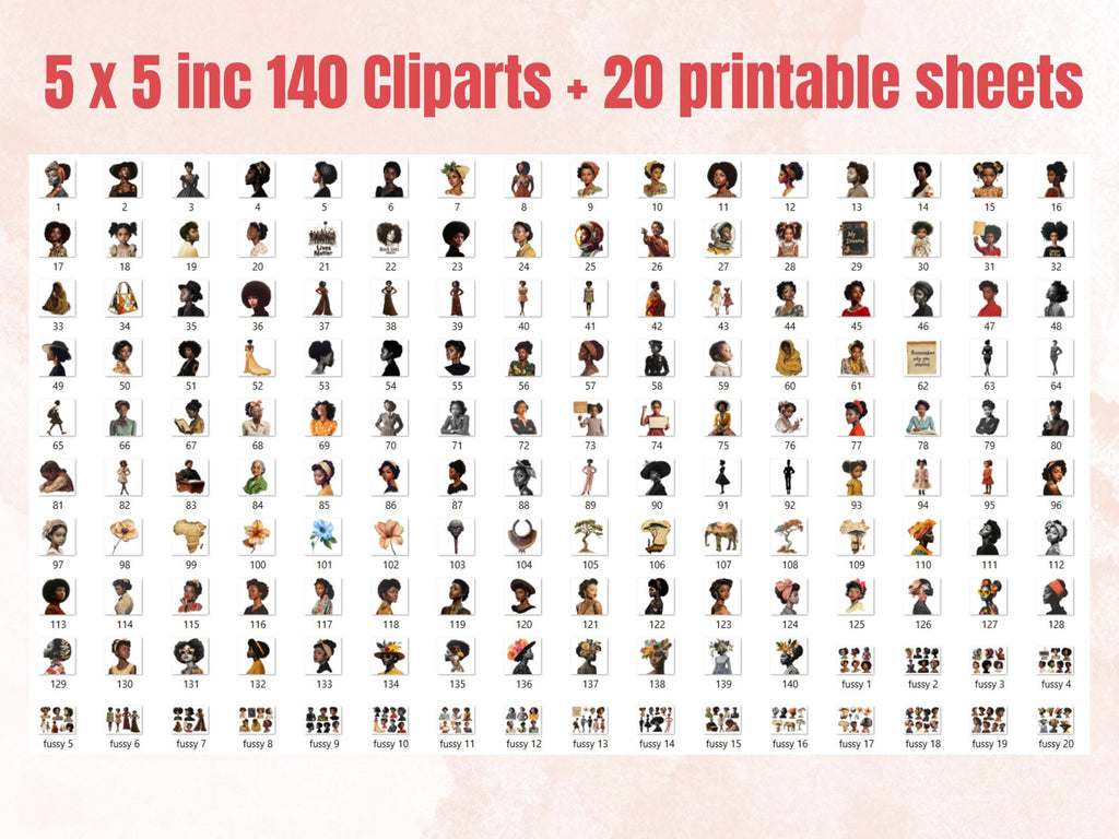Whimsy Black Girl Collage Set, Whimsical Surreal Melanin Cut Outs, Black Woman Clipart, Afro Girl Journal Pages, Collage Paper Ephemera