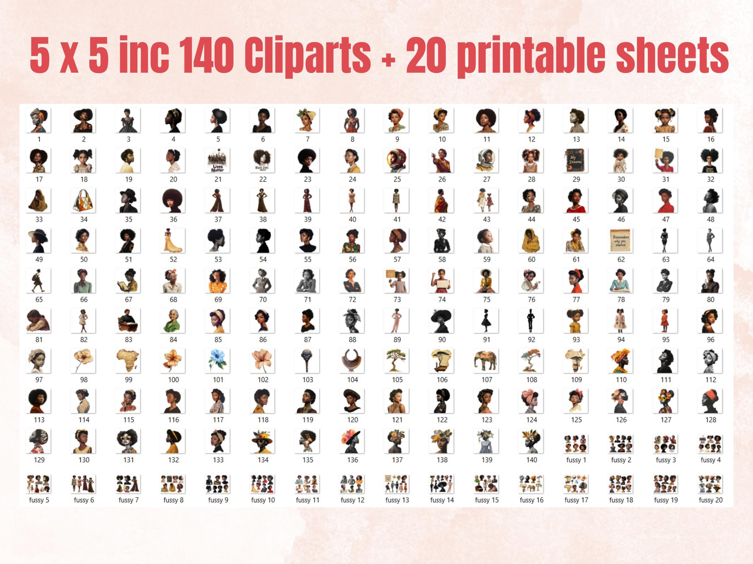 Whimsy Black Girl Collage Set, Whimsical Surreal Melanin Cut Outs, Black Woman Clipart, Afro Girl Journal Pages, Collage Paper Ephemera