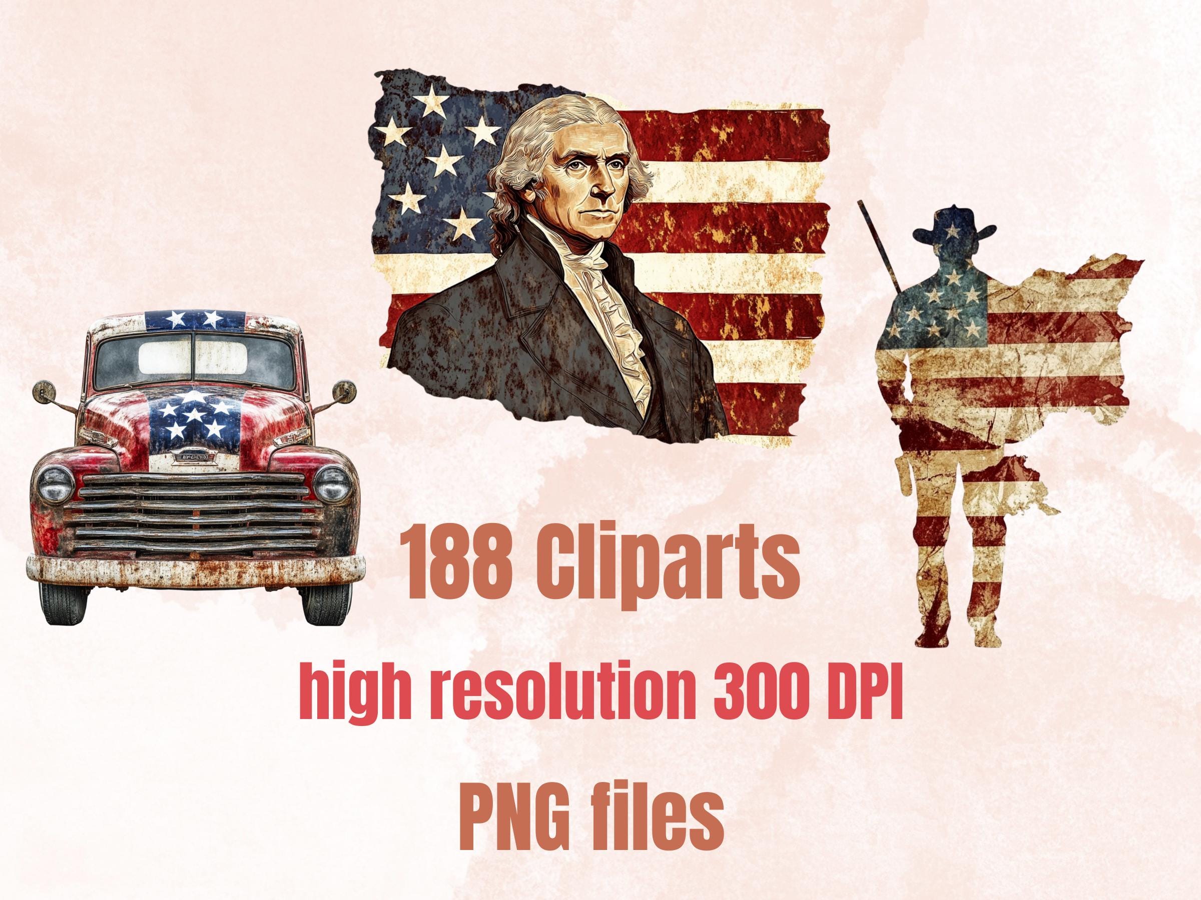 Whimsy 4th of July Collage Set, Independence Day USA Fussy Cut, Vintage 4th of July Clipart, Patriotic Junk Journal, America Flag Background