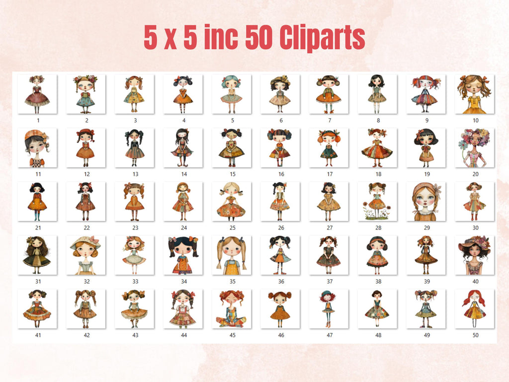 Whimsical Girls Mixed Media Clipart, Whimsy Girl Fussy Cut Collage Sheet, Quirky Cut Out Ephemera, PNG + JPG for Scrapbooking, Junk Journal
