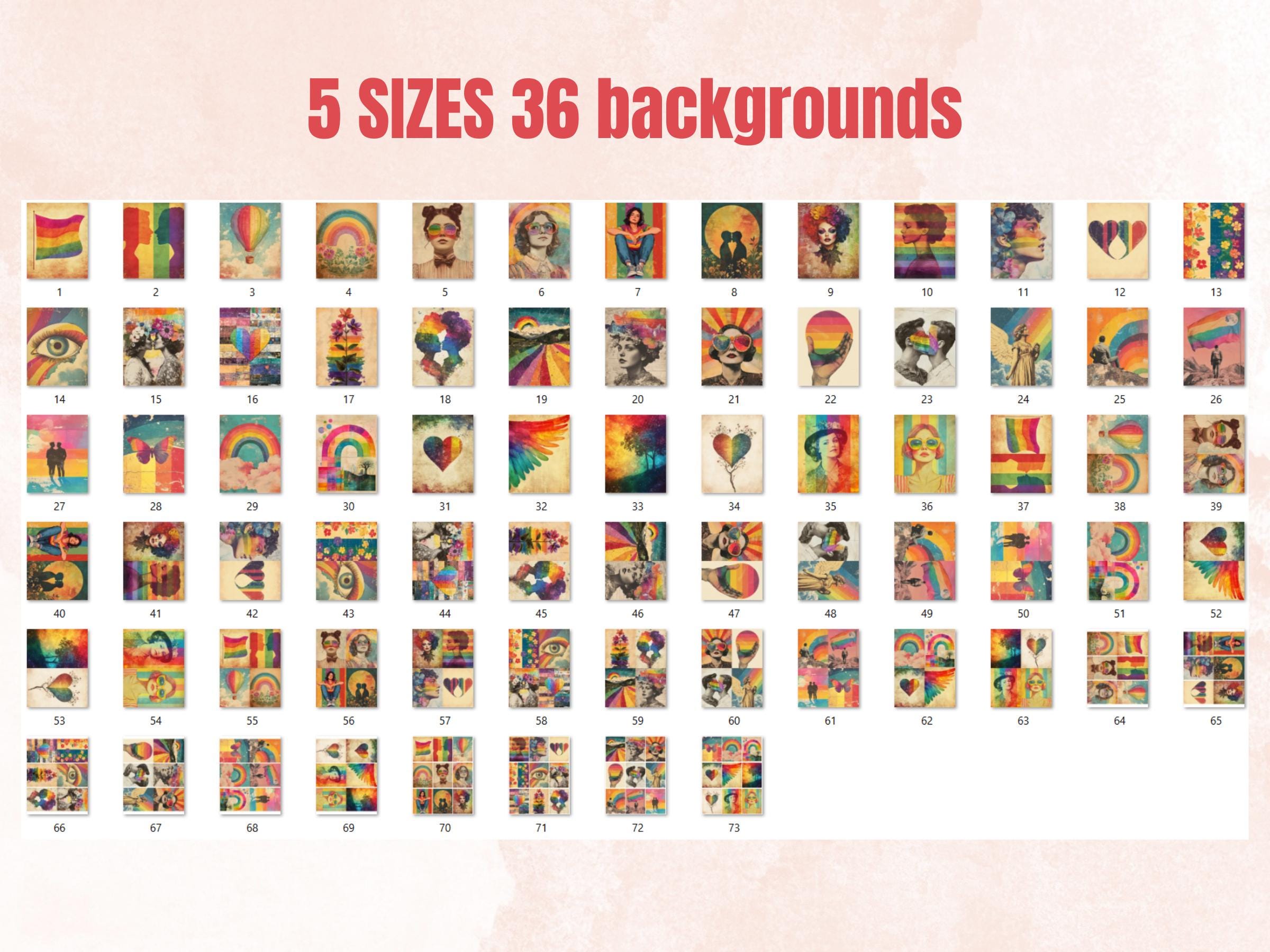 Whimsy Pride Collage Elements, Whimsical Surreal LGBT Fussy Cut, Quirky Rainbow LGBT Clipart, Gay Lesbian Junk Journal, Clipart Background