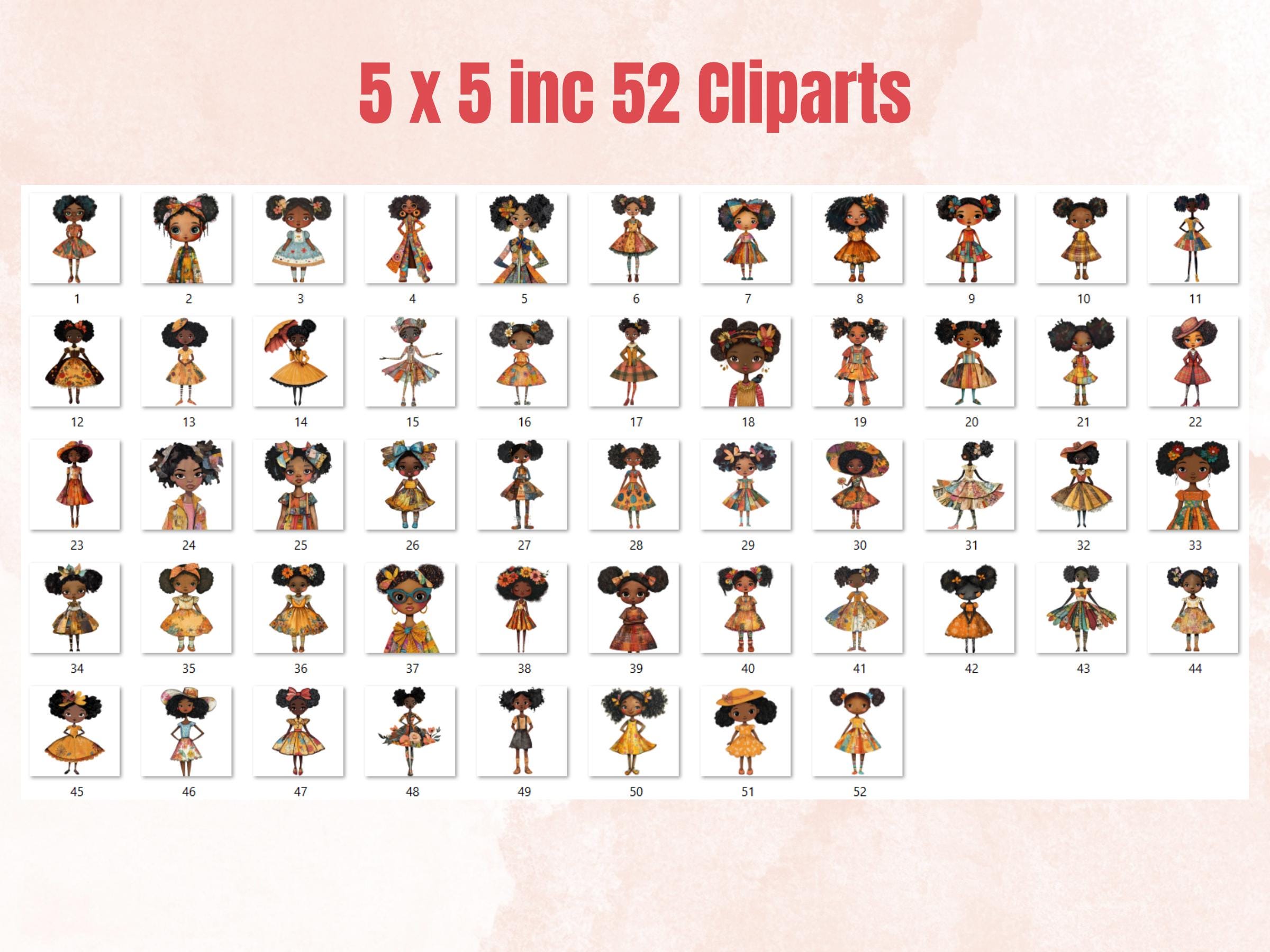 Whimsical Black Girls Mixed Media Clipart, Whimsy Afro Girl Fussy Cut Collage Sheet, Quirky Cut Out Ephemera, Scrapbooking, Junk Journal