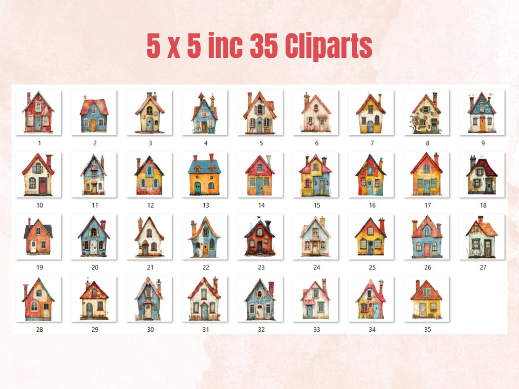 Whimsical House Mixed Media Clipart, Whimsy House Fussy Cut Collage Sheet, Quirky Cut Out Ephemera, PNG + JPG for Scrapbooking, Junk Journal