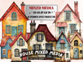 Whimsical House Mixed Media Clipart, Whimsy House Fussy Cut Collage Sheet, Quirky Cut Out Ephemera, PNG + JPG for Scrapbooking, Junk Journal
