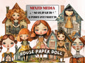 Whimsical House Mixed Media Clipart, Whimsy House Doll Fussy Cut Collage Sheet, Quirky House Cut Out Ephemera, PNG + JPG for Scrapbooking