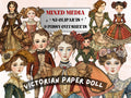 Whimsical Victorian Girls Mixed Media Clipart, Whimsy Victorian Doll Fussy Cut Collage Sheet, Quirky Cut Out Ephemera, for Scrapbooking