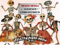 Halloween Skeleton Mixed Media Clipart, Spooky Skeleton Doll Fussy Cut Collage Sheet, Quirky Cut Out Ephemera, PNG + JPG for Scrapbooking