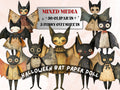 Halloween Bat Paper Doll Mixed Media Clipart, Whimsical Bat Fussy Cut Collage Sheet, Quirky Cut Out Ephemera, PNG + JPG for Scrapbooking