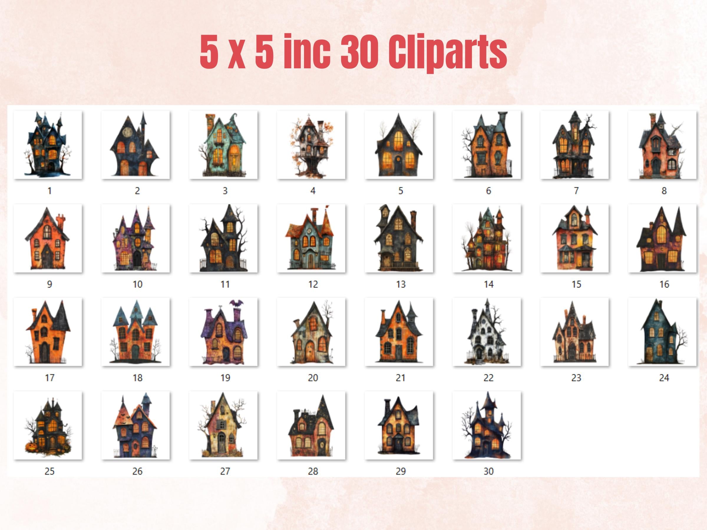Halloween House Mixed Media Clipart, Spooky Haunted Mansion Fussy Cut Collage Sheet, Quirky Cut Out Ephemera, PNG + JPG for Scrapbooking