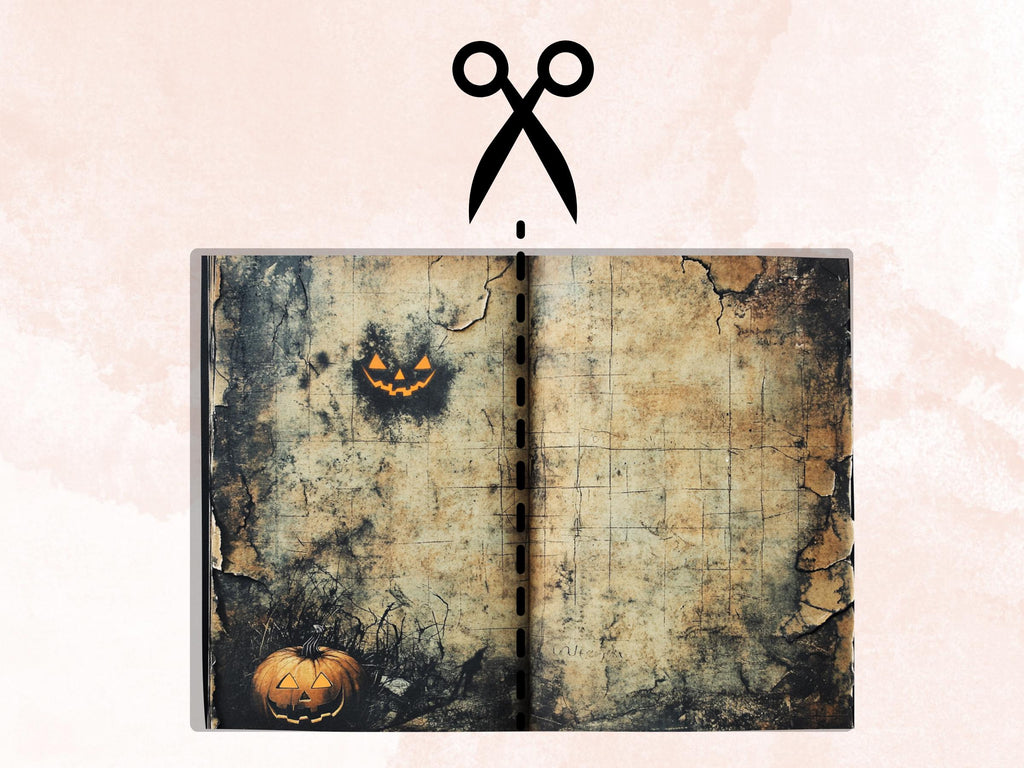 Grunge Halloween Mixed Media Paper, Grunge Textures Pages Ephemera Kit, Halloween Horror Collage Scrapbook Paper, Printable Horizontal Pages
