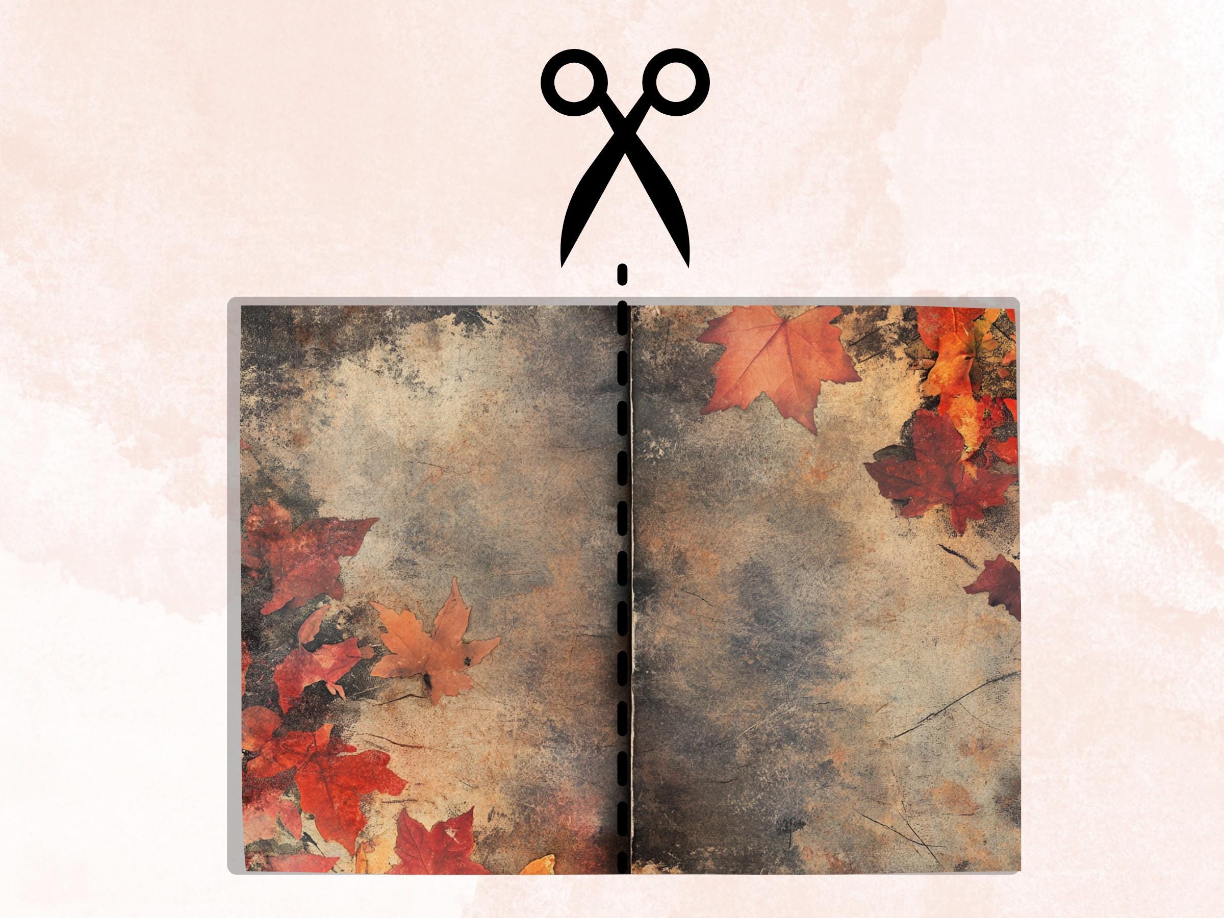 Grunge Fall Mixed Media Paper, Autumn Pages Ephemera Kit, Vintage Grunge Textures Collage Scrapbook Paper, Printable Autumn Horizontal Pages