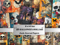 Halloween Collage Mixed Media Paper, Creepy Textures Pages Ephemera Kit, Spooky Halloween Collage Scrapbook Paper, Printable Double Pages