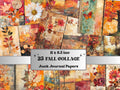 Fall Collage Mixed Media Paper, Autumn Pages Ephemera Kit, Whimsical Fall Textures Collage Scrapbook Paper, Printable Autumn Double Pages