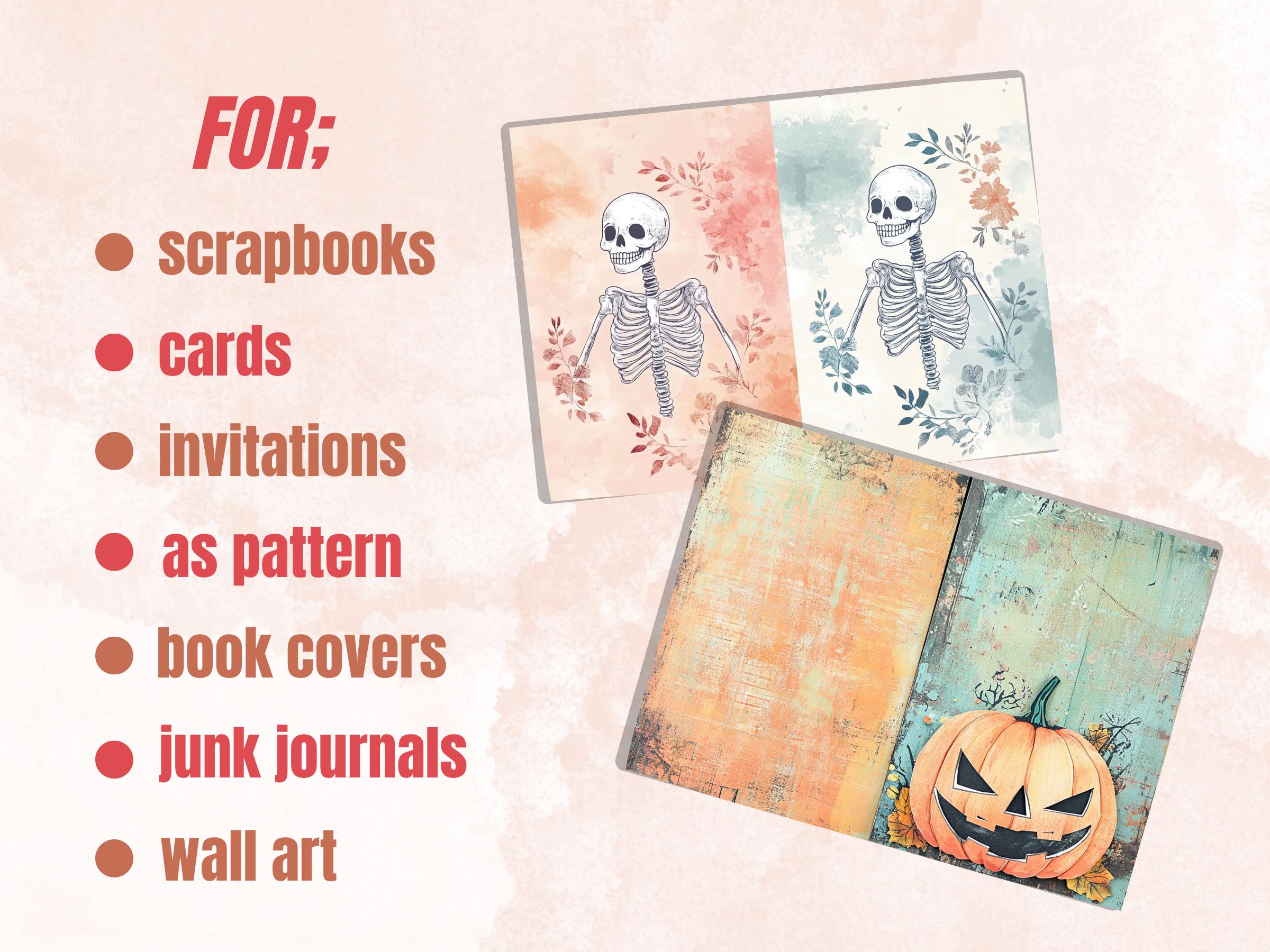 Pastel Halloween Mixed Media Paper, Pastelloween Textures Pages Ephemera Kit, Cute Halloween Collage Scrapbook Paper, Printable Creepy Pages