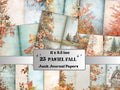 Pastel Fall Mixed Media Paper, Autumn Pages Ephemera Kit, Cute Fall Soft Textures Scrapbook Paper, Printable Pastel Autumn Double Pages