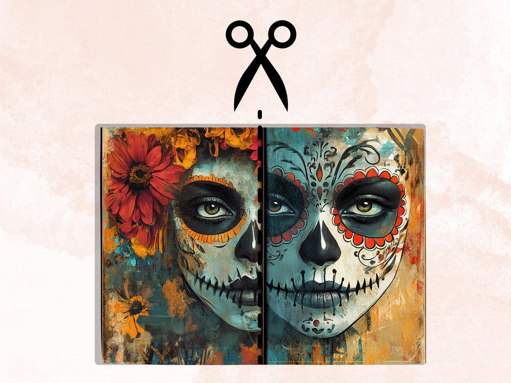 Day of the Dead Mixed Media Paper, Dia de Los Muertos Textures Pages Ephemera Kit, Halloween Collage Scrapbook Paper, Cute Creepy Pages