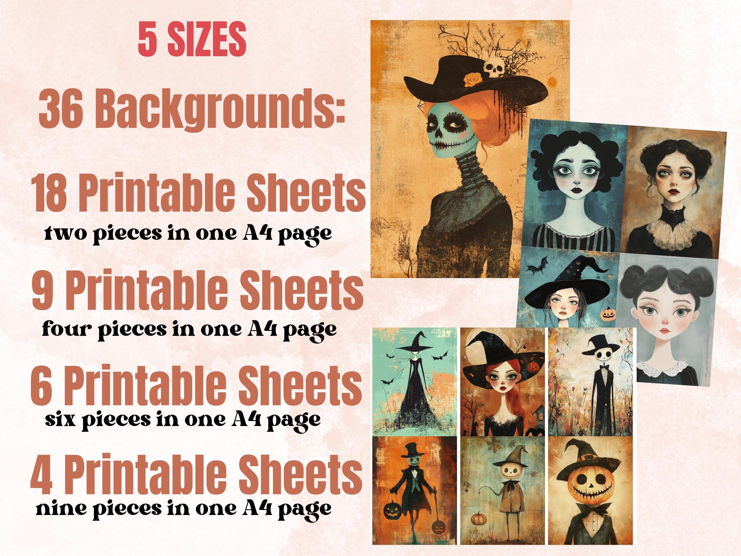 Pastel Halloween Collage Elements Bundle, Pastelloween Fussy Cut, Cute Creepy Clipart, Whimsical Junk Journal, Quirky Mixed Media Art Sheet