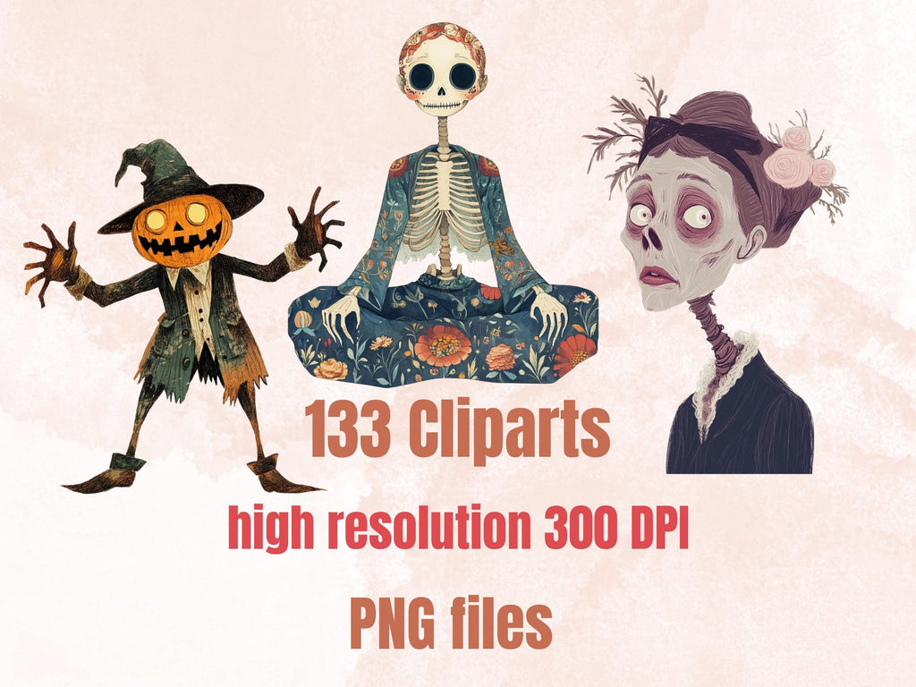 Pastel Halloween Collage Elements Bundle, Pastelloween Fussy Cut, Cute Creepy Clipart, Whimsical Junk Journal, Quirky Mixed Media Art Sheet