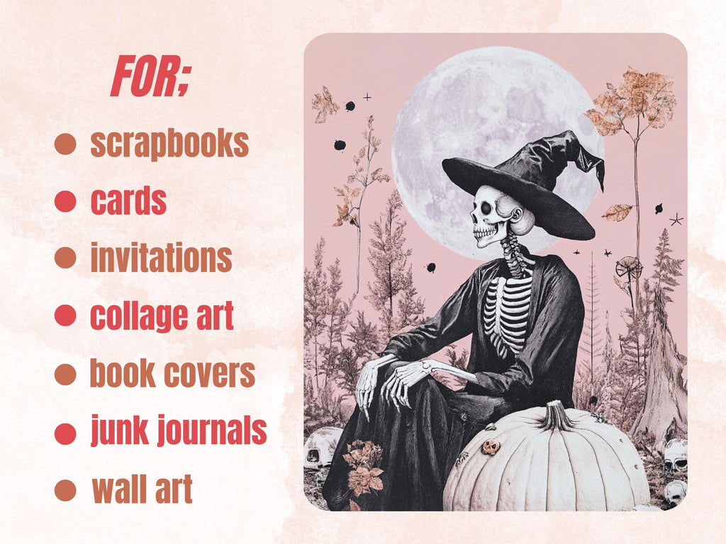 Pastel Halloween Collage Paper, Quirky Pastelloween Mixed Media Sheet, Whimsical Ephemera Images, Whimsy Journal, Creepy Scrapbook Paper