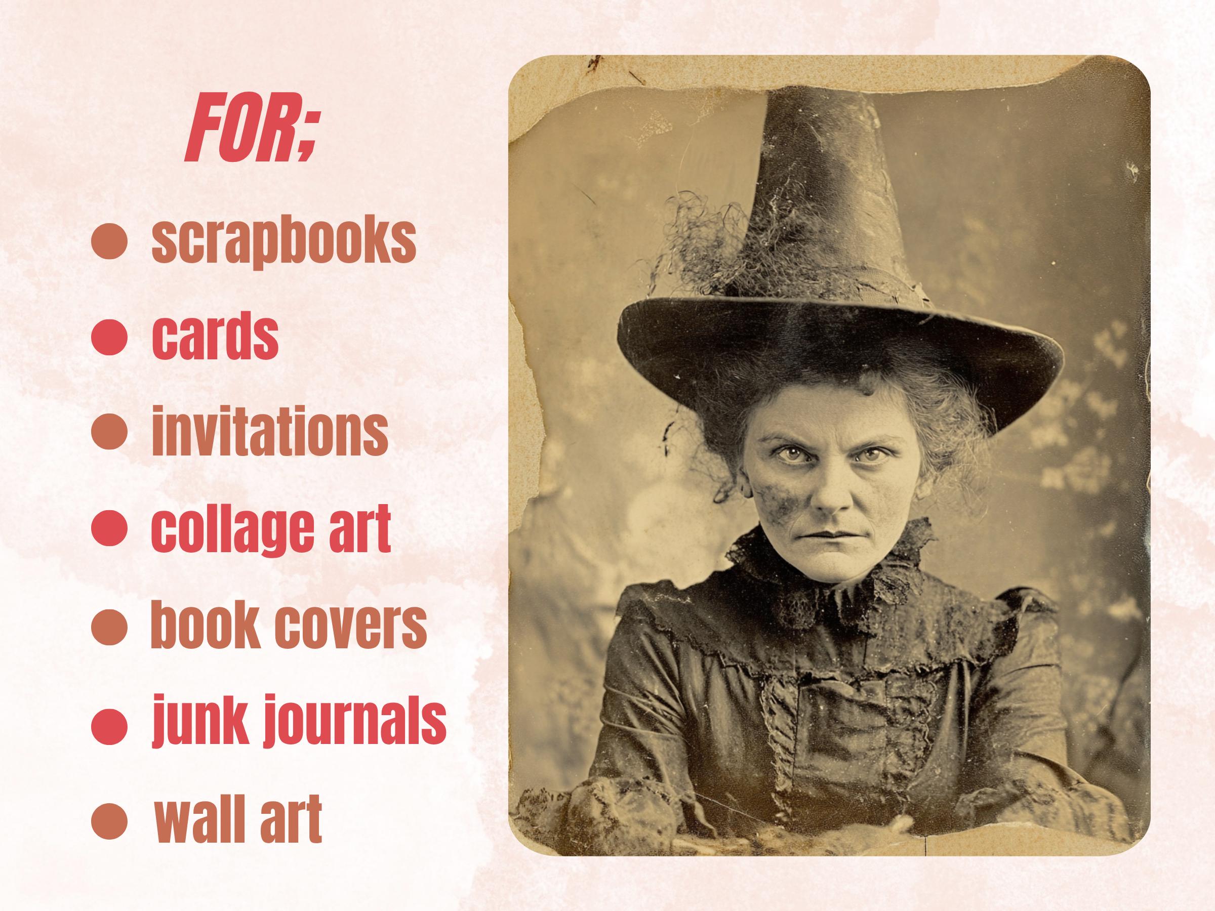 Old Halloween Photos Collage Paper, Vintage Halloween Mixed Media Sheet, Creepy Ephemera Images, Quirky Junk Journal, Spooky Scrapbook Paper