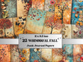 Whimsical Fall Mixed Media Paper, Autumn Forest Pages Ephemera Kit, Fantasy Fall Collage Scrapbook Paper, Printable Autumn Horizontal Pages