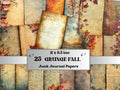 Grunge Fall Mixed Media Paper, Autumn Pages Ephemera Kit, Vintage Grunge Textures Collage Scrapbook Paper, Printable Autumn Horizontal Pages