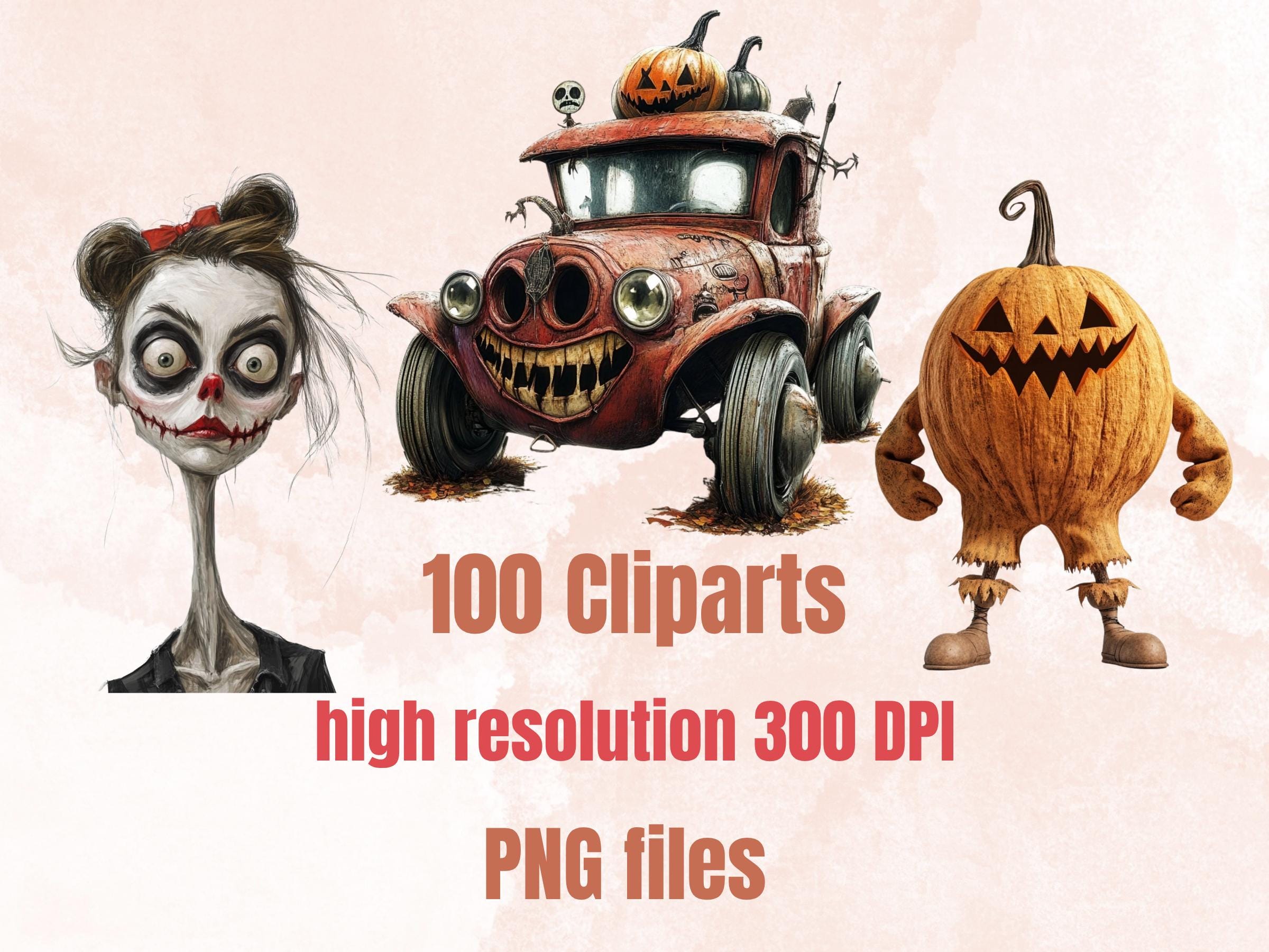 Whimsy Trick or Treat Collage Elements Bundle, Creepy Halloween Fussy Cut, Quirky Spooky Clipart, Whimsical Junk Journal, Mixed Media Sheet