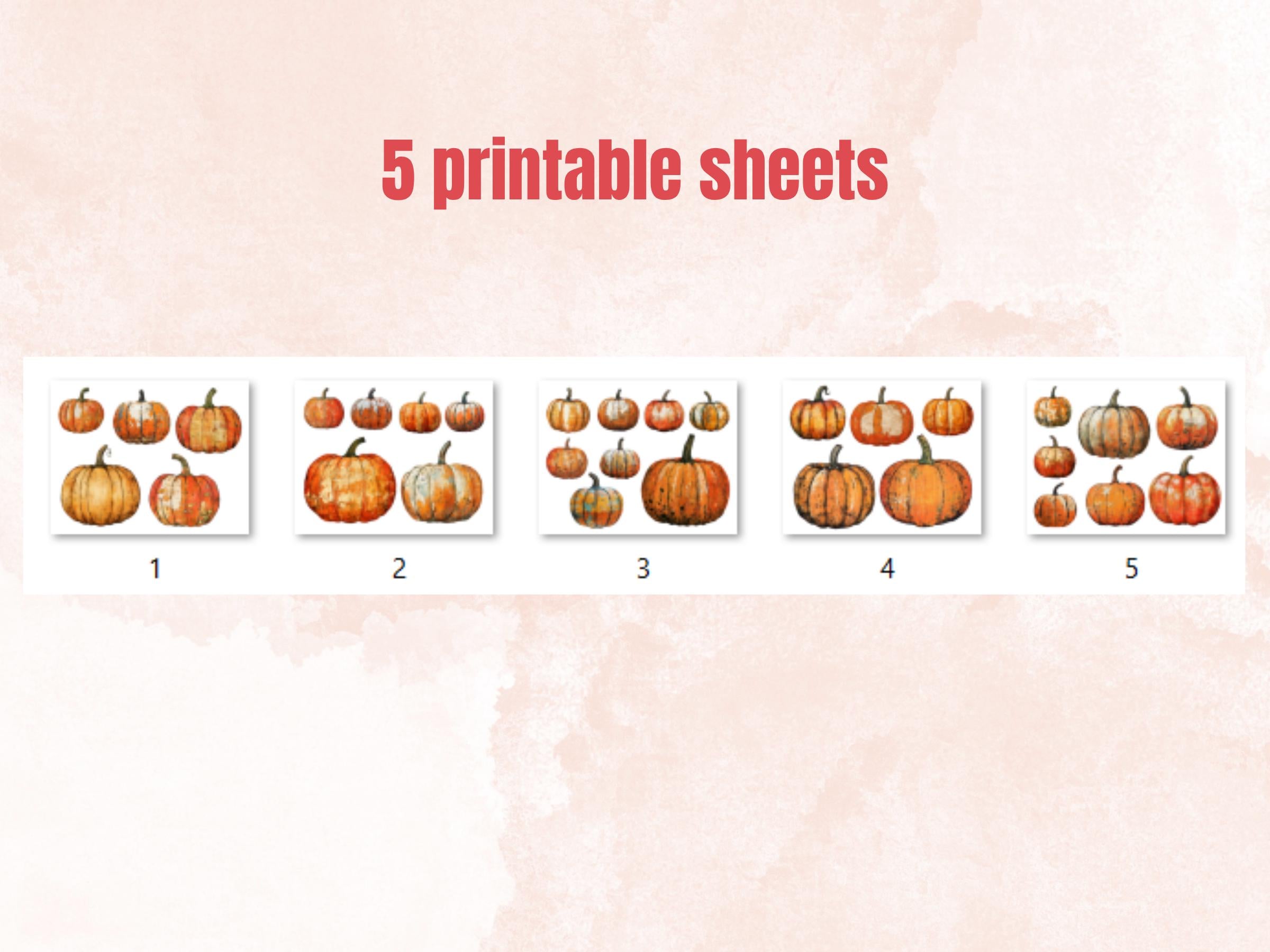 Autumn Pumpkin Mixed Media Clipart, Whimsical Fall Pumpkin Fussy Cut Collage Sheet, Quirky Cut Out Ephemera, PNG + JPG for Fall Scrapbooking