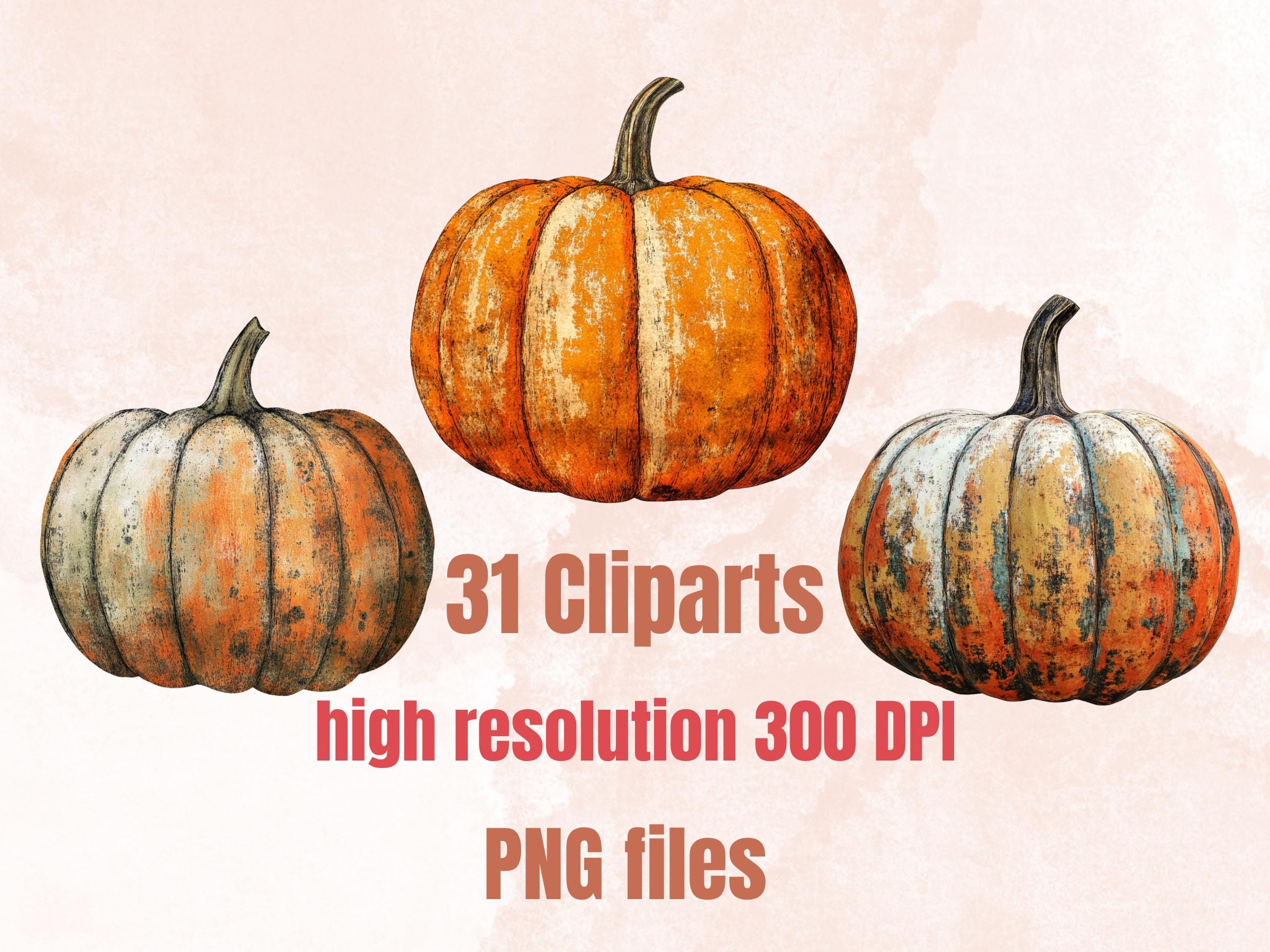 Autumn Pumpkin Mixed Media Clipart, Whimsical Fall Pumpkin Fussy Cut Collage Sheet, Quirky Cut Out Ephemera, PNG + JPG for Fall Scrapbooking