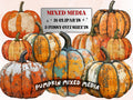 Autumn Pumpkin Mixed Media Clipart, Whimsical Fall Pumpkin Fussy Cut Collage Sheet, Quirky Cut Out Ephemera, PNG + JPG for Fall Scrapbooking