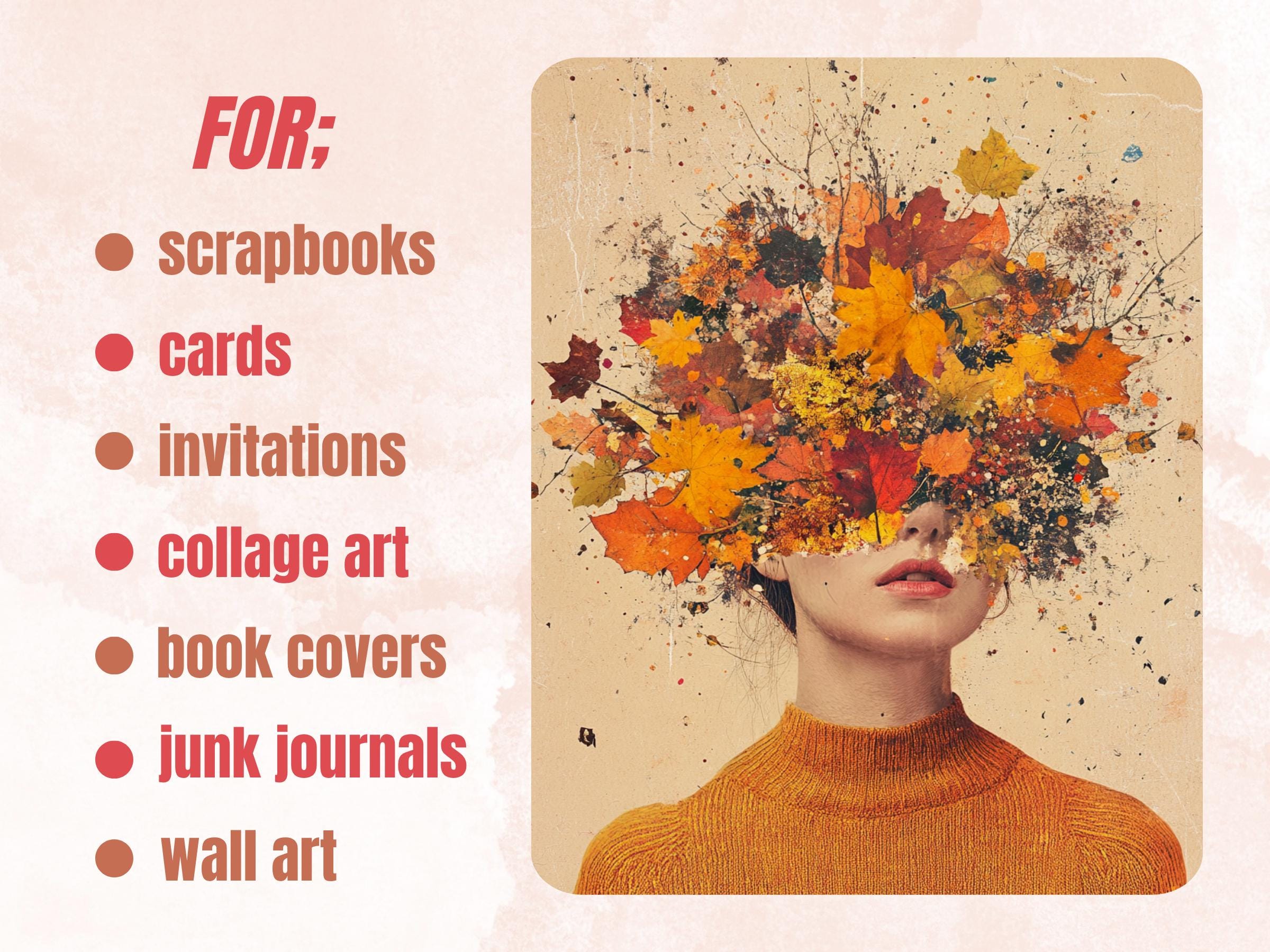 Autumn Dreams Collage Paper, Fairytale Fall Mixed Media Sheet, Whimsical Fall Ephemera Images, Quirky Junk Journal, Autumn Scrapbook Paper
