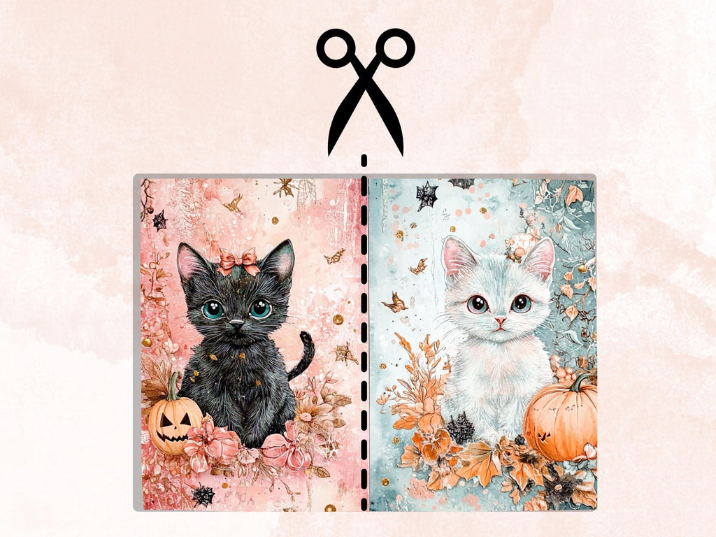 Pastel Halloween Mixed Media Paper, Pastelloween Textures Pages Ephemera Kit, Cute Halloween Collage Scrapbook Paper, Printable Creepy Pages