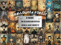 Halloween Forest Collage Paper, Woodland Halloween Mixed Media Sheet, Gothic Ephemera Images, Whimsy Junk Journal, Spooky Scrapbook Paper