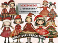 Christmas Paper Doll Clipart: Whimsical Xmas Cut Outs (PNG + JPG Digital Download
