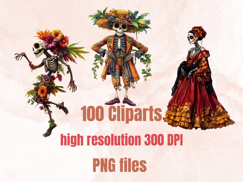 Día de Los Muertos Collage Elements Bundle, Day of the Dead Fussy Cut, Sugar La Catrina Clipart, Whimsical Junk Journal, Mixed Media Sheet
