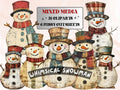Christmas Snowman Clipart: Mixed Media Collage Sheets (PNG + JPG Digital Download