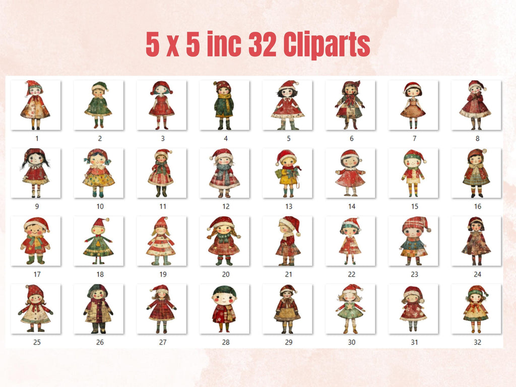 Christmas Kids Clipart: Whimsical Holiday Scrapbook Ephemera (PNG + JPG)
